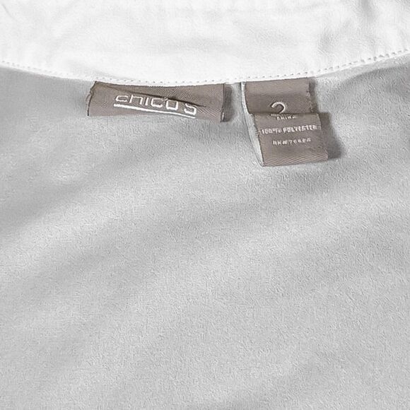 Chico's Women's Shirt Button Up Ivory Gold Embellished Blouse Top Size 2 US L/12 - Picture 3 of 10